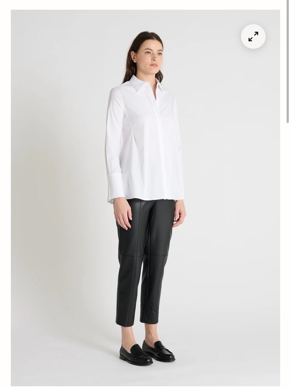 hana san cotton shirt white button front Extended cuffs Sz 36 US 4 Small